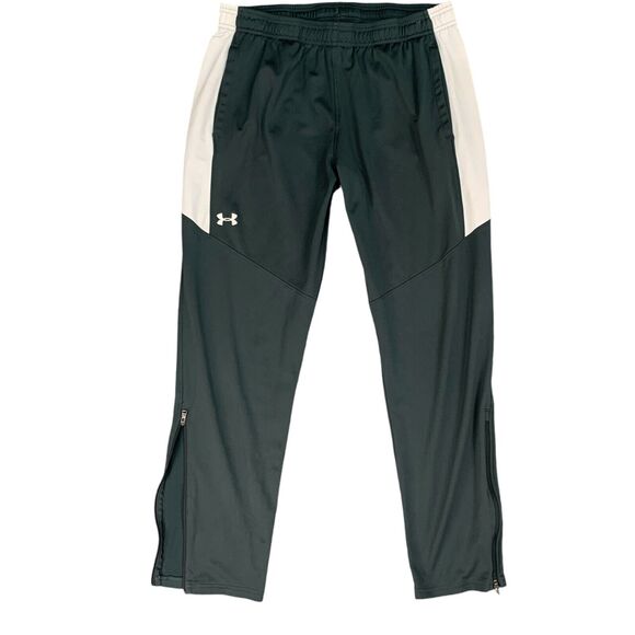 Under Armour Pants Womens L Large Gray White Stripe Rival Knit Warm Up Training - Picture 1 of 16
